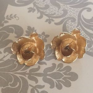 Vintage Monet Rose Earrings